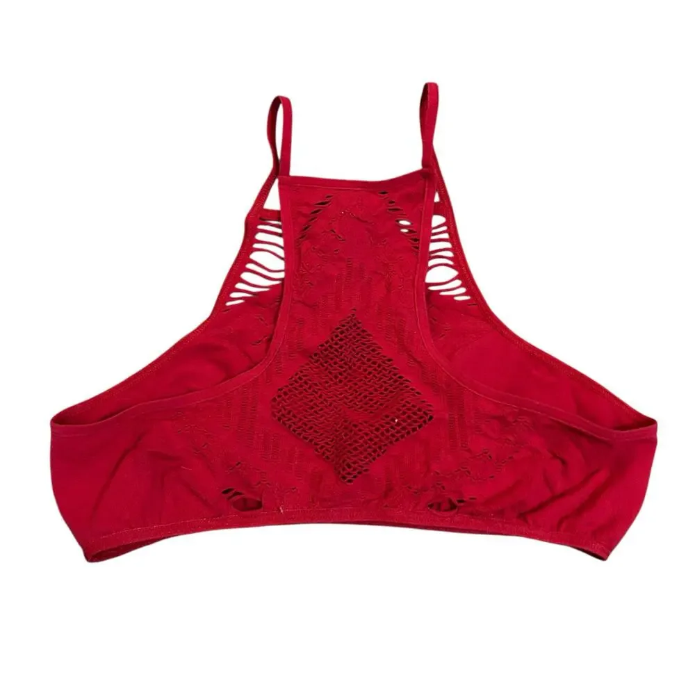 Intimately Free People Hanalei High Neck Bralette Red Womens M/L Boho Festival